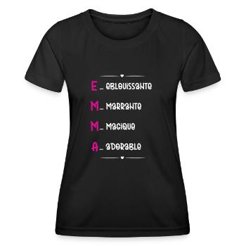 Cadeau Emma - Qualités Personnalisées - T-shirt sport Femme - noir - Devant - AI Model Female 172 light (172cm)
