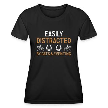 Le cavalier est facilement distrait par les chats et le concours complet - T-shirt sport Femme - noir - Devant - AI Model Female 172 light (172cm)