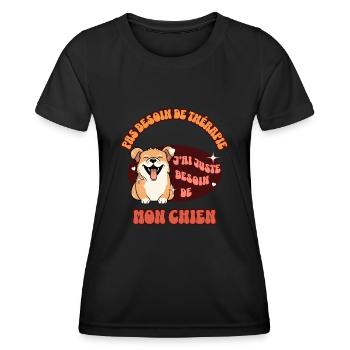Besoin de mon chien - T-shirt sport Femme - noir - Devant - AI Model Female 172 light (172cm)