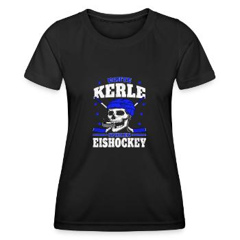 Eishockey Echte Kerle spielen Eishockey - Frauen Funktions-T-Shirt - Schwarz - Vorne - AI Model Female 172 light (172cm)