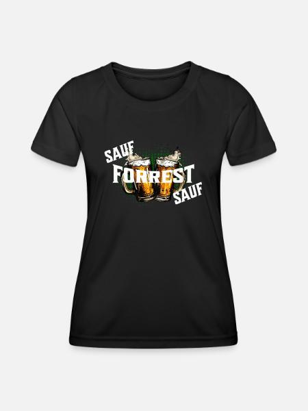 Bier sauf Forrest sauf - Frauen Funktions-T-Shirt - Schwarz