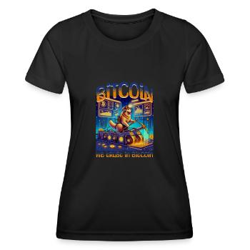 Bitcoin Kryptowährung BTC Satoshi Nakamoto - Frauen Funktions-T-Shirt - Schwarz - Vorne - AI Model Female 172 light (172cm)
