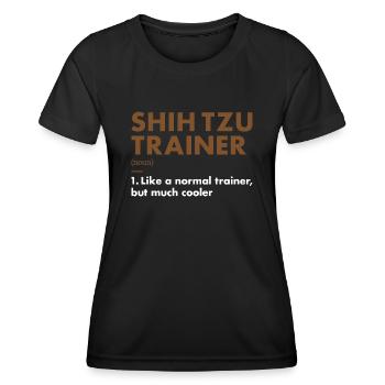 Shih Tzu Trainer Definiton - T-shirt sport Femme - noir - Devant - AI Model Female 172 light (172cm)