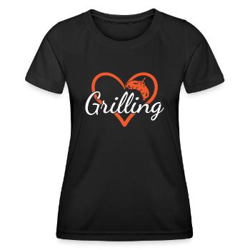 Griller Coeur Grillades - T-shirt sport Femme - noir - Devant - AI Model Female 172 light (172cm)