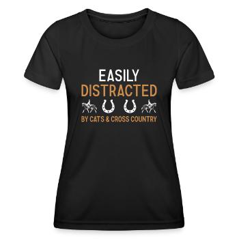 Rider Easily Distracted By Cats And Cross Country - Women's Functional T-Shirt - black - Front - AI Model Female 172 light (172cm)