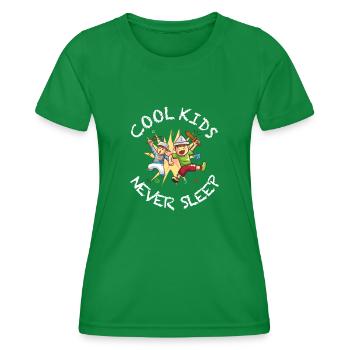 Cool Kids Never Sleep Shirt weiss - Frauen Funktions-T-Shirt - Kelly Green - Vorne - AI Model Female 172 dark (172cm)