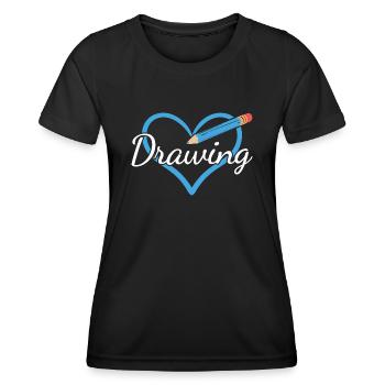 Drawer Heart Drawing - Frauen Funktions-T-Shirt - Schwarz - Vorne - AI Model Female 172 light (172cm)