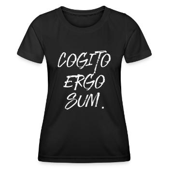 Ich denke also bin ich latein Sprache Schrift - Frauen Funktions-T-Shirt - Schwarz - Vorne - AI Model Female 172 light (172cm)