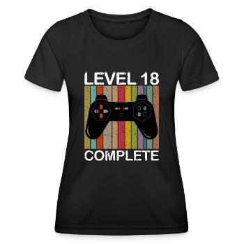 Level 18 Complete - 18. Geburtstag Gamer - Frauen Funktions-T-Shirt - Schwarz - Vorne - AI Model Female 172 light (172cm)