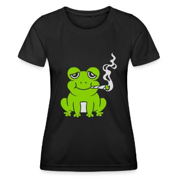 Weed Joint Frog Stoned - Women's Functional T-Shirt - black - Front - AI Model Female 172 light (172cm)