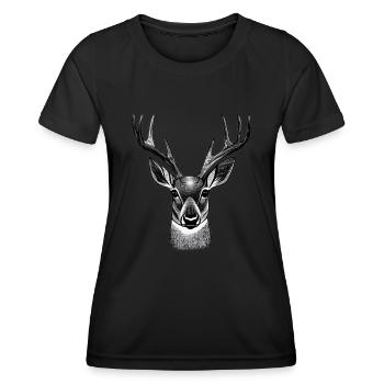 Deer head in autumn Deer antlers Buck Fawn - Women's Functional T-Shirt - black - Front - AI Model Female 172 light (172cm)