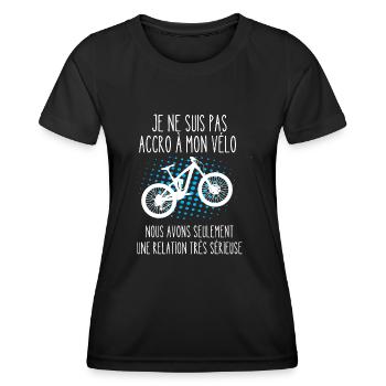 accro à mon vélo - T-shirt sport Femme - noir - Devant - AI Model Female 172 light (172cm)