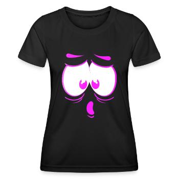visage fou heureux dessin animé visage heureux dessin animé - T-shirt sport Femme - noir - Devant - AI Model Female 172 light (172cm)