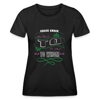 reading article editor present idea jokes blog - Frauen Funktions-T-Shirt - Schwarz - Vorne - AI Model Female 172 light (172cm)