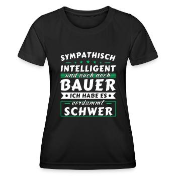 Sympathisch und intelligent - Bauer Edition - Frauen Funktions-T-Shirt - Schwarz - Vorne - AI Model Female 172 light (172cm)