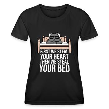 First We Steal Your Heart Then We Steal Your Bed - Women's Functional T-Shirt - black - Front - AI Model Female 172 light (172cm)