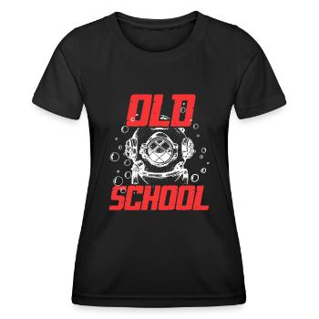Old School Scuba Diver Underwater Retro Diving - Frauen Funktions-T-Shirt - Schwarz - Vorne - AI Model Female 172 light (172cm)
