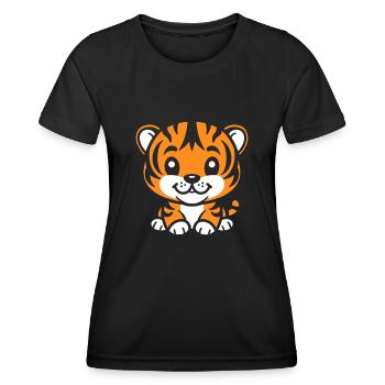 Tiger - Frauen Funktions-T-Shirt - Schwarz - Vorne - AI Model Female 172 light (172cm)