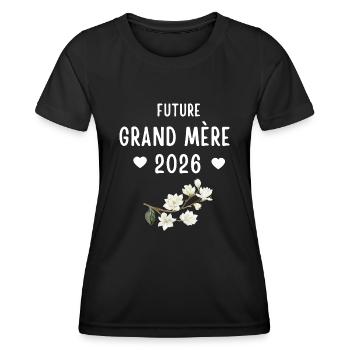 Future grand mère 2026 Annonce Grossesse Bientot - T-shirt sport Femme - noir - Devant - AI Model Female 172 light (172cm)