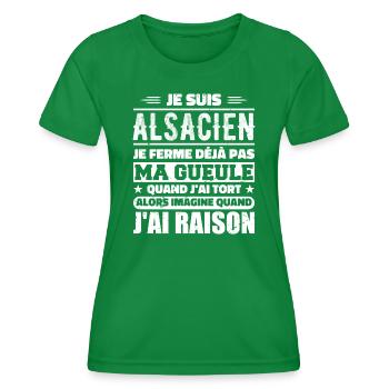 Alsacien Je Ferme Pas Ma Gueule Humour Alsace - T-shirt sport Femme - vert - Devant - AI Model Female 172 dark (172cm)