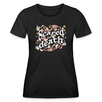Scared to death for dark backgrounds - Women's Functional T-Shirt - black - Front - AI Model Female 172 light (172cm)