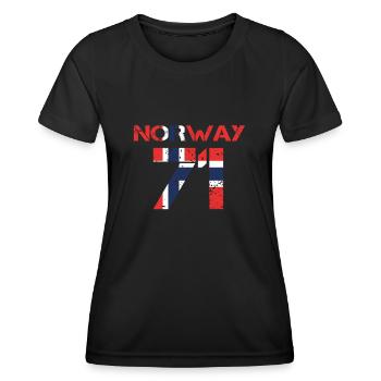 Fussball verein team party em wm NORWAY 71 - Frauen Funktions-T-Shirt - Schwarz - Vorne - AI Model Female 172 light (172cm)