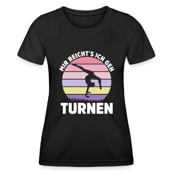 Turnen Akrobatik Cheerleading Turnerin Bodenturnen - Frauen Funktions-T-Shirt - Schwarz - Vorne - AI Model Female 172 light (172cm)