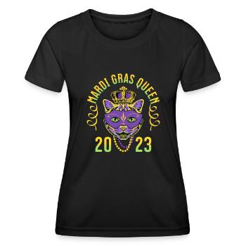 Mardi Gras Queen 2023 Cat Kitten - Frauen Funktions-T-Shirt - Schwarz - Vorne - AI Model Female 172 light (172cm)
