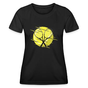 Tennis rackets and tennis ball - Women's Functional T-Shirt - black - Front - AI Model Female 172 light (172cm)