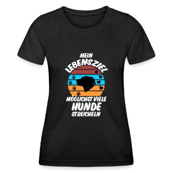 Mein Lebensziel: Möglichst viele Hunde streicheln - Frauen Funktions-T-Shirt - Schwarz - Vorne - AI Model Female 172 light (172cm)