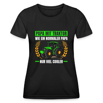 Papa Mit Traktor Wie Ein Normaler Traktor - Frauen Funktions-T-Shirt - Schwarz - Vorne - AI Model Female 172 light (172cm)