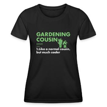 Jardinier Cousin Définition Jardinage - T-shirt sport Femme - noir - Devant - AI Model Female 172 light (172cm)
