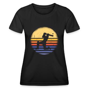 Sport Retro Sunset Cricket - Frauen Funktions-T-Shirt - Schwarz - Vorne - AI Model Female 172 light (172cm)