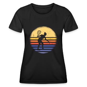 Sport Retro Sunset Racquetball - T-shirt sport Femme - noir - Devant - AI Model Female 172 light (172cm)