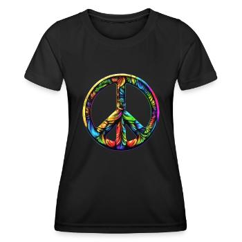 Signe de paix, paix, liberté, symbole de paix - T-shirt sport Femme - noir - Devant - AI Model Female 172 light (172cm)