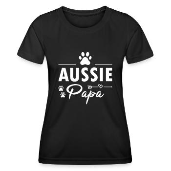 Chien Aussie Papa - T-shirt sport Femme - noir - Devant - AI Model Female 172 light (172cm)