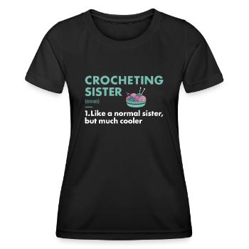 Crochet Sister Définition Crochet - T-shirt sport Femme - noir - Devant - AI Model Female 172 light (172cm)