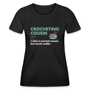 Crochet cousin définition crochet - T-shirt sport Femme - noir - Devant - AI Model Female 172 light (172cm)