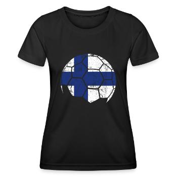 Finland Soccer Ball Fußball - Frauen Funktions-T-Shirt - Schwarz - Vorne - AI Model Female 172 light (172cm)
