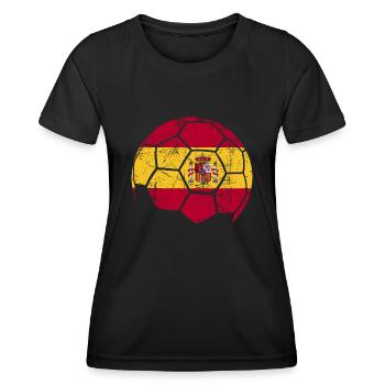 Spain Soccer Ball Fußball - Frauen Funktions-T-Shirt - Schwarz - Vorne - AI Model Female 172 light (172cm)