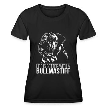 BULLMASTIFF Life better dog saying dogs Wilsigns - Women's Functional T-Shirt - black - Front - AI Model Female 172 light (172cm)