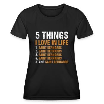 5 choses que j’aime dans la vie Saint-Bernard - T-shirt sport Femme - noir - Devant - AI Model Female 172 light (172cm)