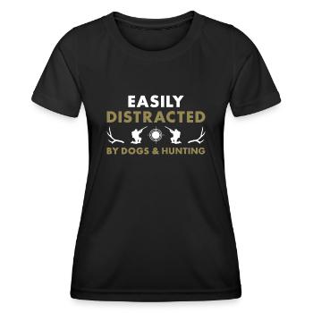 Hunter Easily Distracted By Dogs And Hunting - Frauen Funktions-T-Shirt - Schwarz - Vorne - AI Model Female 172 light (172cm)