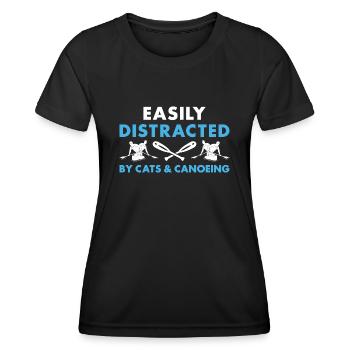 Canoeist Easily Distracted By Cats And Canoeing - Frauen Funktions-T-Shirt - Schwarz - Vorne - AI Model Female 172 light (172cm)