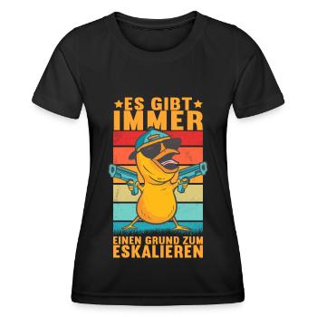 Verrücktes Küken Eskalieren Lustige Tiere - Frauen Funktions-T-Shirt - Schwarz - Vorne - AI Model Female 172 light (172cm)