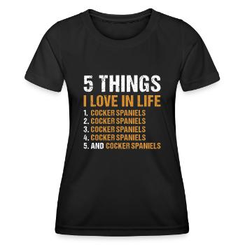 Chien 5 choses que j’aime dans la vie Corgi - T-shirt sport Femme - noir - Devant - AI Model Female 172 light (172cm)