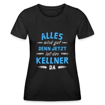 Alles wird gut denn jetzt ist der Kellner da - Frauen Funktions-T-Shirt - Schwarz - Vorne - AI Model Female 172 light (172cm)