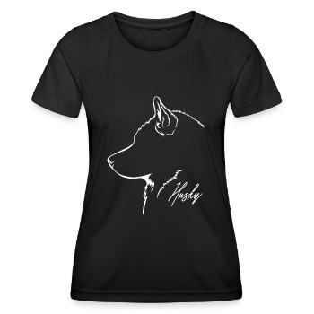 PROFIL HUSKY Chiens Chiens Wilsigns Chiens de traîneau - T-shirt sport Femme - noir - Devant - AI Model Female 172 light (172cm)