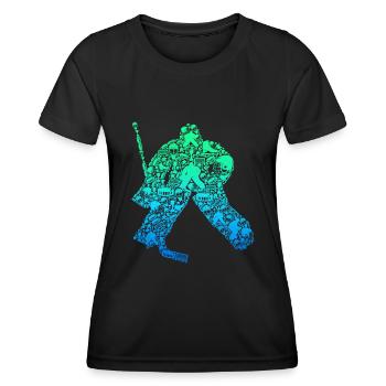Eishockey Torwart Eishockeyspieler Jungen Kinder - Frauen Funktions-T-Shirt - Schwarz - Vorne - AI Model Female 172 light (172cm)