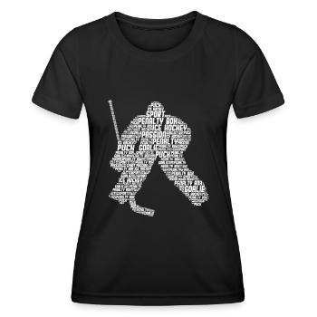 Eishockey Torwart Eishockeyspieler Jungen Männer - Frauen Funktions-T-Shirt - Schwarz - Vorne - AI Model Female 172 light (172cm)